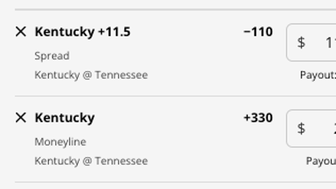 The Kentucky Wildcats' odds vs. the Tennessee Volunteers at DraftKings Sportsbook as of Saturday, October 29th at 10:10 a.m. ET.