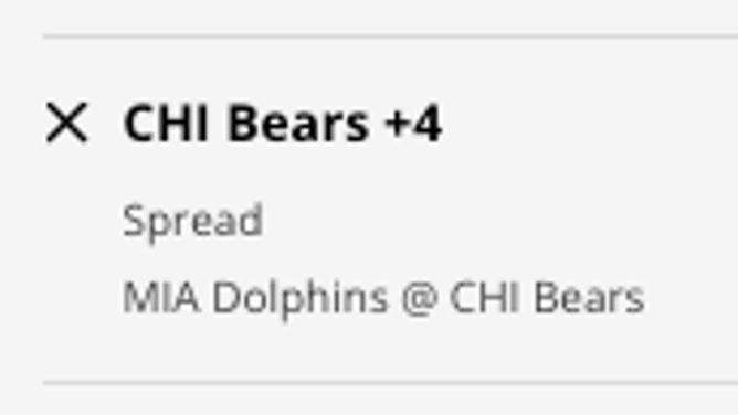 The Chicago Bears' odds vs. the Miami Dolphins from DraftKings Sportsbook as of Friday, November 4th at 12:30 p.m. ET.