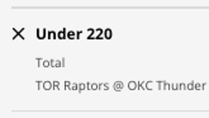 Odds for the UNDER in Toronto Raptors at the Oklahoma City Thunder from DraftKings Sportsbook as of Friday, November 11th at 11:35 a.m. ET.