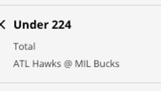 The UNDER in Atlanta Hawks at Milwaukee Bucks from DraftKings Sportsbook as of Monday, November 14th at 5 a.m. ET.