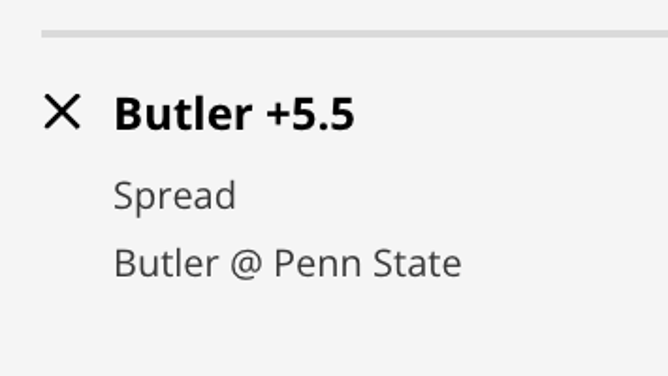 The Butler Bulldogs' odds at the Penn State Nittany Lions from DraftKings Sportsbook as of Monday, November 14th at 2 p.m. ET.