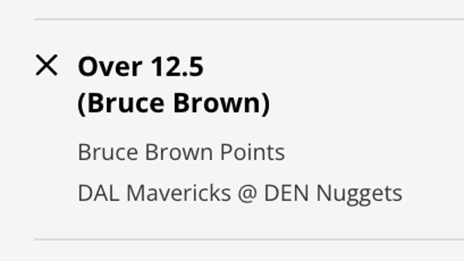 Denver Nuggets SG Bruce Brown's OVER points scored prop vs. the Dallas Mavericks from DraftKings Sportsbook as of Tuesday, December 6th at 5:45 p.m. ET.