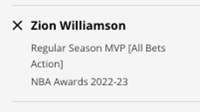 Zion Williamson's odds to win 2022-23 NBA MVP from DraftKings Sportsbook as of Monday, December 12th at 2:35 p.m. ET.