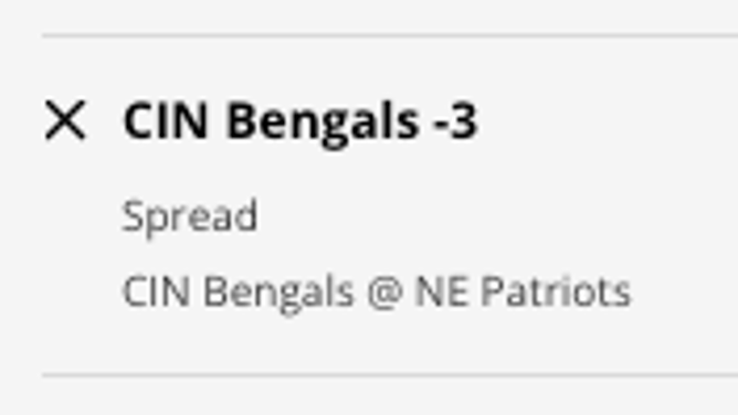 The Cincinnati Bengals' odds at the New England Patriots from DraftKings Sportsbook as of Wednesday, December 21st at 3:30 p.m. ET.