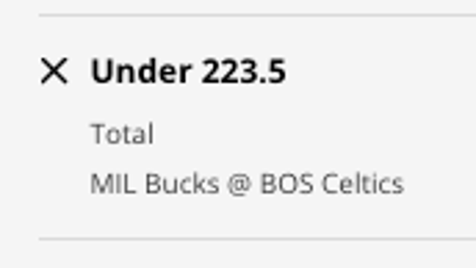 Odds for the Under in Milwaukee Bucks at the Boston Celtics from DraftKings Sportsbook as of Friday, December 23rd at 10 a.m. ET.