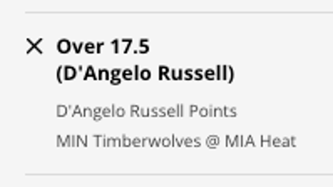 Minnesota Timberwolves PG D'Angelo Russell's point prop odds vs. the Miami Heat from DraftKings Sportsbook as of Monday, Dec. 26 at 1:40 p.m. ET.