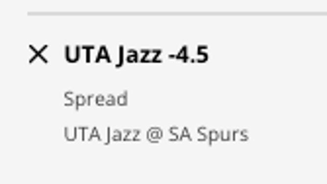 The Utah Jazz's odds at the San Antonio Spurs from DraftKings Sportsbook as of Monday, Dec. 26th at 12:35 p.m. ET.