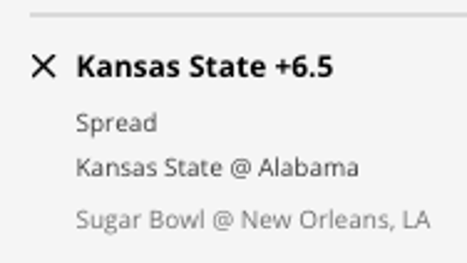 The Kansas State Wildcats' odds vs. the Alabama Crimson Tide in the Sugar Bowl from DraftKings Sportsbook as of Thursday, Dec. 29th at 11:30 p.m. ET.