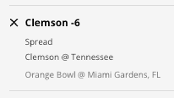The Clemson Tigers' odds vs. the Tennessee Volunteers in the Orange Bowl from DraftKings Sportsbook as of Thursday, December 29th at 11:45 a.m. ET.