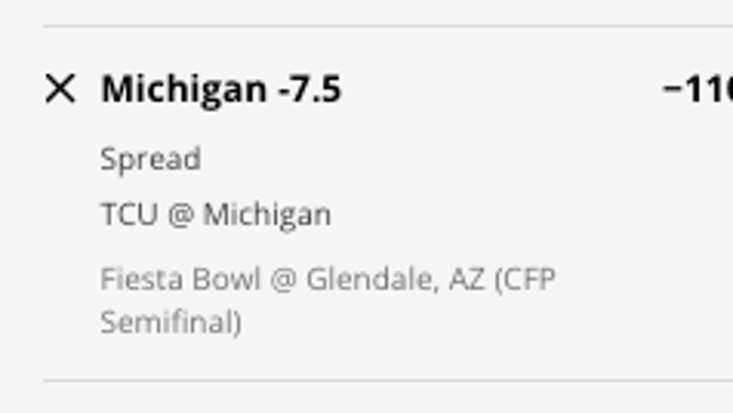 The Michigan Wolverines' odds vs. the TCU Horned Frogs in the Fiesta Bowl from DraftKings Sportsbook as of Friday, Dec. 30 at 11:15 a.m. ET.