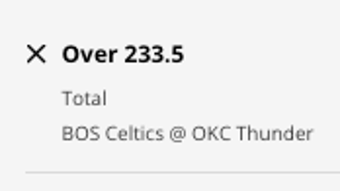 Odds for the OVER in Boston Celtics at the Oklahoma City Thunder from DraftKings Sportsbook as of Tuesday, Jan. 3 at 2 p.m. ET.