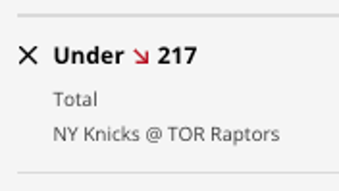 Odds for the UNDER in New York Knicks at Toronto Raptors from DraftKings Sportsbook as of Friday, Jan. 6 at 2:50 p.m. ET.