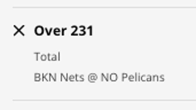 Odds for the OVER in Brooklyn Nets at New Orleans Pelicans from DraftKings Sportsbook as of Friday, Jan. 6 at 2:52 p.m. ET.