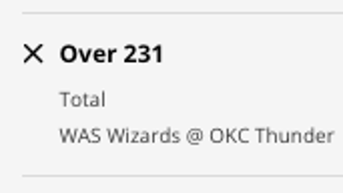 Odds for the OVER in Washington Wizards at Oklahoma City Thunder from DraftKings Sportsbook as of Friday, Jan. 6 at 2:53 p.m. ET.