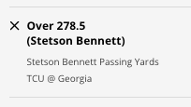 Georgia QB Stetson Bennett's passing prop for the College Football Playoff from DraftKings Sportsbook as of Monday, Jan. 9 at 12:30 p.m. ET.