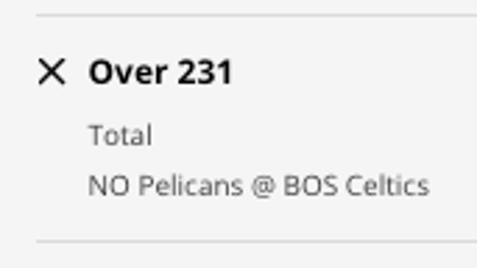 Odds for the Over in New Orleans Pelicans at Boston Celtics from DraftKings Sportsbook as of Wednesday, Jan. 11 at 12:30 p.m. ET.