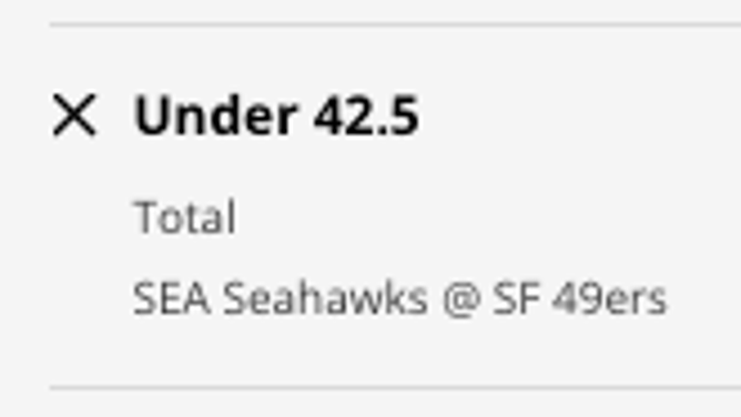 Odds for the UNDER in Seattle Seahawks at San Francisco 49ers from DraftKings Sportsbook as of Thursday, Jan. 12th at 10:30 a.m. ET.