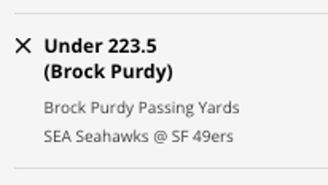 San Francisco 49ers QB Brock Purdy passing yards prop from DraftKings Sportsbook as of Thursday, Jan. 12 at 10:40 a.m. ET.