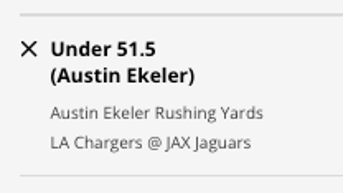 Los Angeles Chargers RB Austin Ekeler's rushing yards prop at the Jacksonville Jaguars from DraftKings Sportsbook as of Thursday, Jan. 12th at 1 p.m. ET.