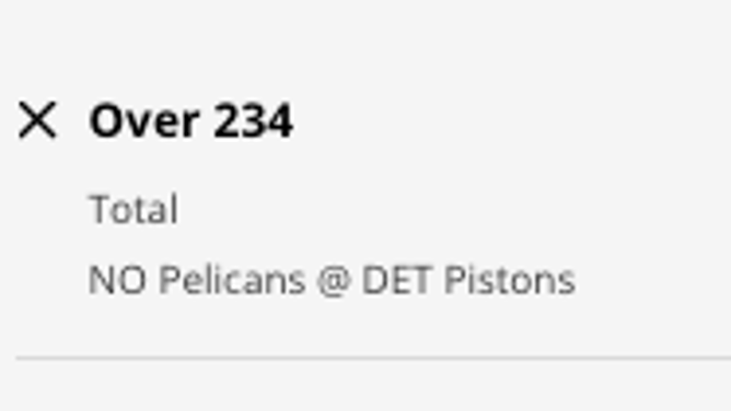 Odds for the OVER in New Orleans Pelicans at Detroit Pistons from DraftKings Sportsbook as of Friday, Jan. 13th at 1 p.m. ET.