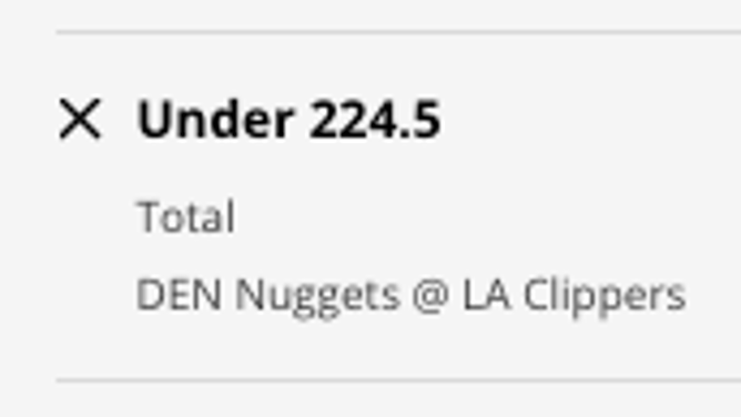 Odds for the UNDER in Denver Nuggets at Los Angeles Clippers from DraftKings Sportsbook as of Friday, Jan. 13th at 1 p.m. ET.