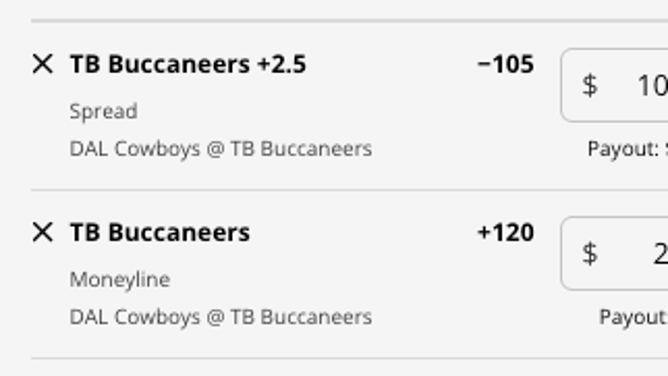 The Tampa Bay Buccaneers' odds vs. the Dallas Cowboys from DraftKings Sportsbook as of Sunday, Jan. 15th at 11 a.m. ET.