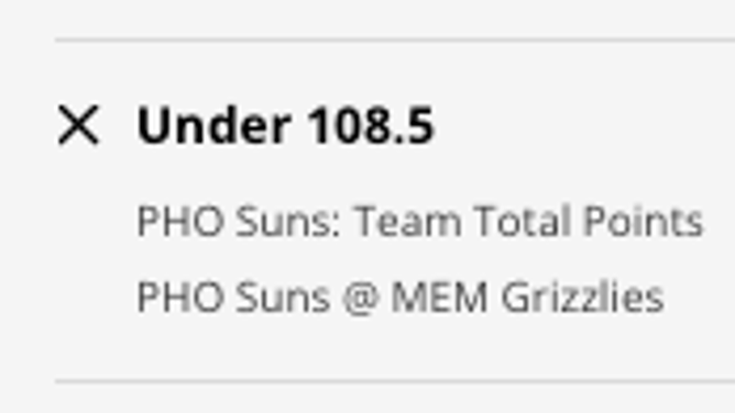 The Phoenix Suns' team total at the Memphis Grizzlies from DraftKings Sportsbook as of Monday, Jan. 16th at 11:45 p.m. ET.