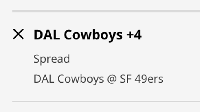 The Dallas Cowboys' odds at the San Francisco 49ers from DraftKings Sportsbook as of Friday, Jan. 20th at 10:30 a.m. ET.