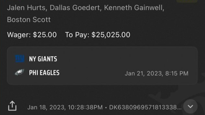 Eagles Touchdown Parlay Kenneth Gainwell $25,000