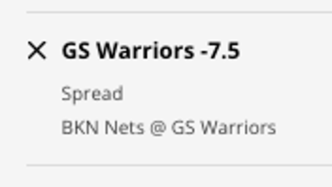 The Golden State Warriors' odds vs. the Brooklyn Nets from DraftKings Sportsbook as of Sunday, Jan. 22nd at 12:30 p.m. ET.