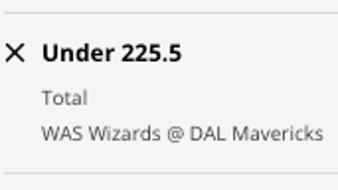 Odds for the UNDER in Washington Wizards at Dallas Mavericks from DraftKings Sportsbook as of Tuesday, Jan 24th at 11 a.m. ET.
