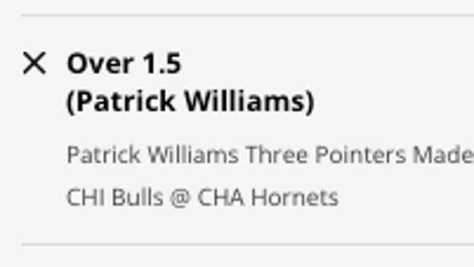 Chicago Bulls PF Patrick Williams made 3-pointer prop from DraftKings Sportsbook as of Thursday, January 26 at 11:11 a.m. ET.