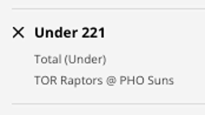 Odds for the UNDER in Toronto Raptors at Phoenix Suns from DraftKings Sportsbook as of Monday, Jan. 30th at 1:15 p.m. ET.