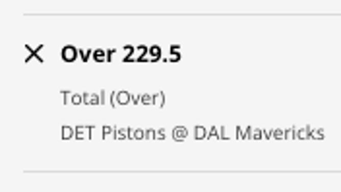 Odds for the OVER in Detroit Pistons at Dallas Mavericks from DraftKings Sportsbook as of Monday, Jan. 30th at 11:45 a.m. ET.