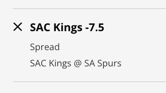 The Sacramento Kings' odds at the San Antonio Spurs from DraftKings Sportsbook as of Wednesday, 2:20 a.m. ET.