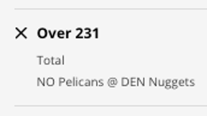 Odds for the OVER in New Orleans Pelicans at Denver Nuggets from DraftKings Sportsbook as of Tuesday, Jan. 31st at 12:45 p.m. ET.