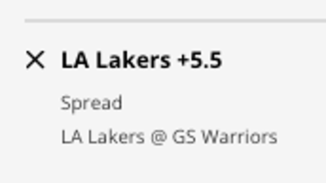 The Los Angeles Lakers' odds at the Golden State Warriors from DraftKings Sportsbook as of Saturday, Feb. 11 at 2:35 p.m. ET.