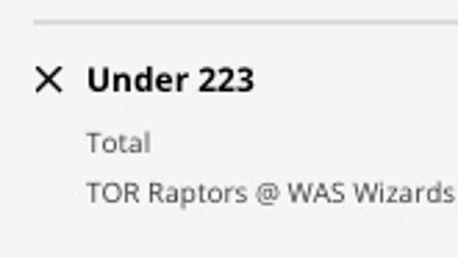 Odds for the UNDER in Toronto Raptors at Washington Wizards from DraftKings Sportsbook as of Thursday, March 2nd at 10:30 a.m. ET.
