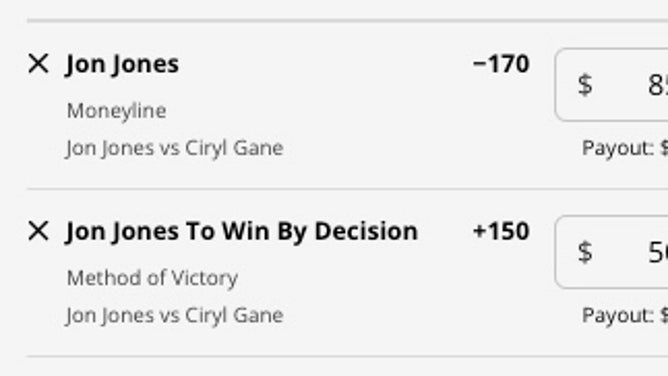 Jon Jones' odds vs. Ciryl Gane at UFC 285 from DraftKings Sportsbook as of Friday, March 3rd at 10:30 a.m. ET.
