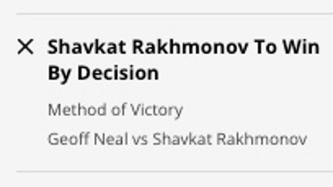 Odds for Shavkat Rakhmonov to beat Geoff Neal by decision at UFC 285 from DraftKings Sportsbook.