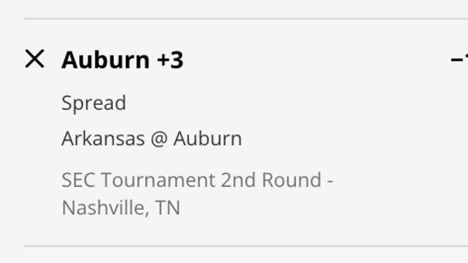 The Auburn Tigers' odds vs. the Arkansas Razorbacks in the 2023 SEC Conference Tournament from DraftKings Sportsbook as of Thursday, March 9th at 2 p.m. ET.