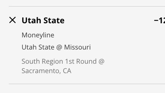 Utah State Aggies' odds vs. the Missouri Tigers in the South Region of the 2023 NCAA Tournament.