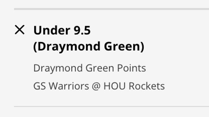 Odds for Golden State Warriors PF Draymond Green's point prop vs. the Houston Rockets from DraftKings Sportsbook.