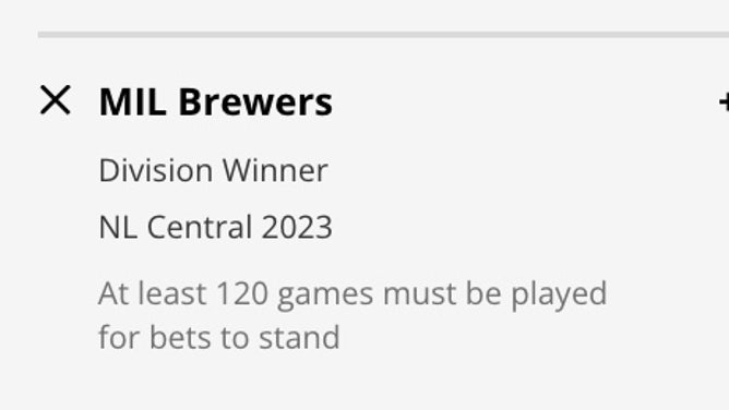 The Milwaukee Brewers' odds to win the NL Central as of Tuesday, March 28th at 10:45 a.m. ET.