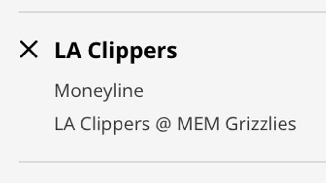 The Los Angeles Clippers' odds at the Memphis Grizzlies from DraftKings Sportsbook.