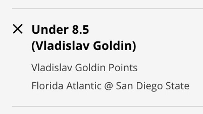 Florida Atlantic C Vladislav Goldin point prop at DraftKings Sportsbook.