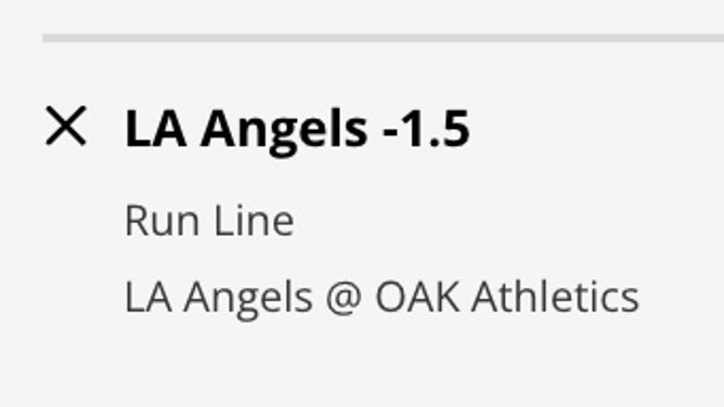 The Los Angeles Angels' run line vs. the Athletics from DraftKings.