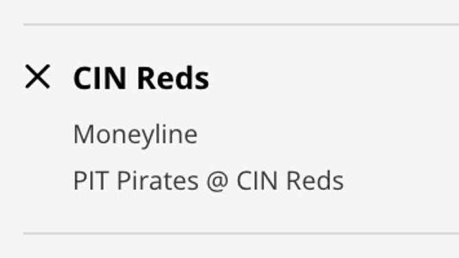 Reds' moneyline odds vs. the Pirates at DraftKings Sportsbook.