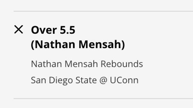 Odds for the OVER in San Diego State big Nathan Mensah's rebounds prop at the 2023 NCAA National Championship from DraftKings.