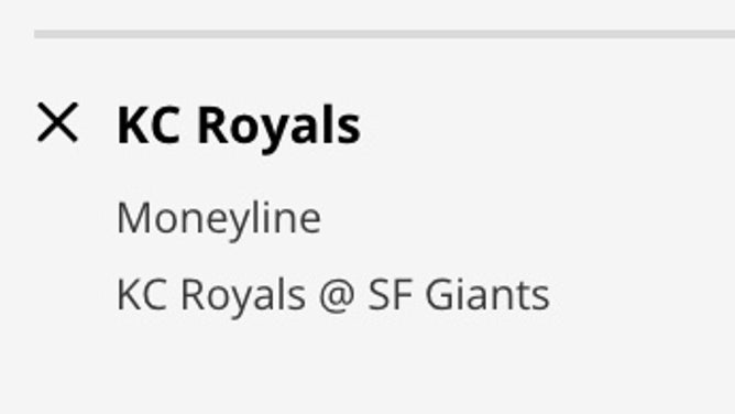 The Kansas City Royals' odds at the San Francisco Giants from DraftKings Sportsbook.